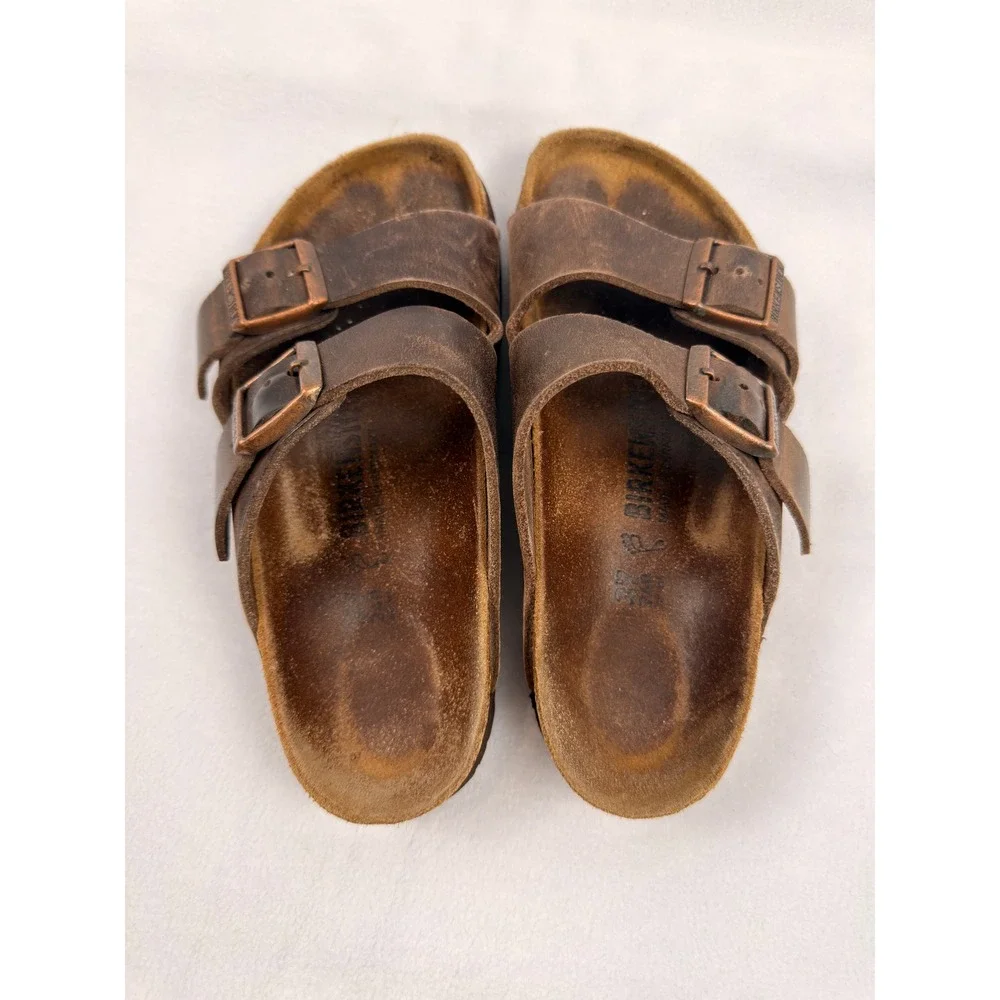 Birkenstock Arizona Tobacco Brown Oiled Leather Sandals Womens 37 L6 M4